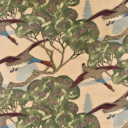 MULBERRY - FLYING DUCKS VELVET- CAMEL - Fabric by the Yard CAMEL