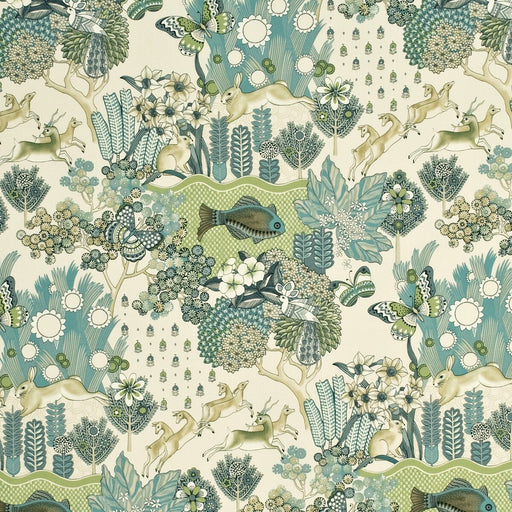 MULBERRY - GLENDALE- TEAL/LEAF - Fabric by the Yard TEAL/LEAF