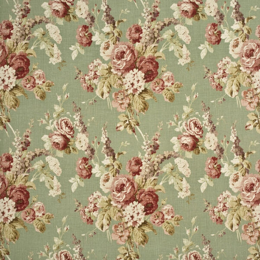 MULBERRY - VINTAGE FLORAL- CORAL/SAGE - Fabric by the Yard CORAL/SAGE