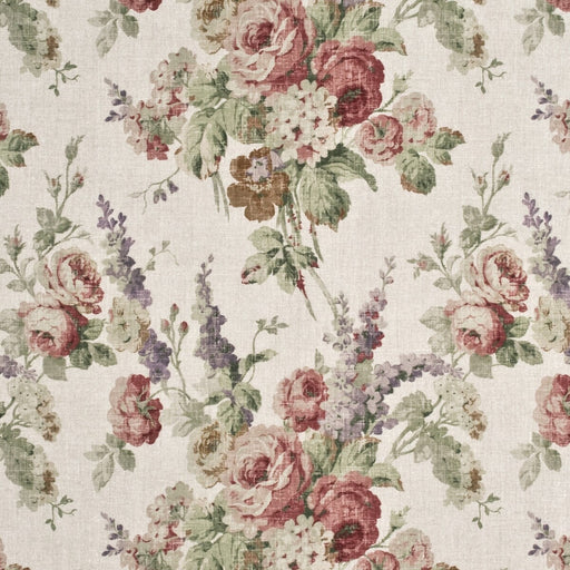 MULBERRY - VINTAGE FLORAL- ROSE/GREEN - Fabric by the Yard ROSE/GREEN