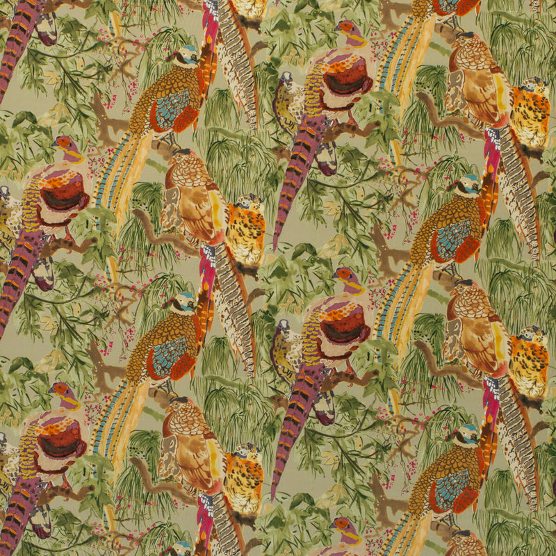 MULBERRY - GAME BIRDS VELVET- FIG/MULTI - Fabric by the Yard FIG/MULTI