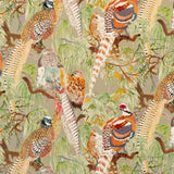 MULBERRY - GAME BIRDS VELVET- STONE/MULTI - Fabric by the Yard