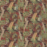 MULBERRY - GAME BIRDS LINEN- RED/PLUM - Fabric by the Yard