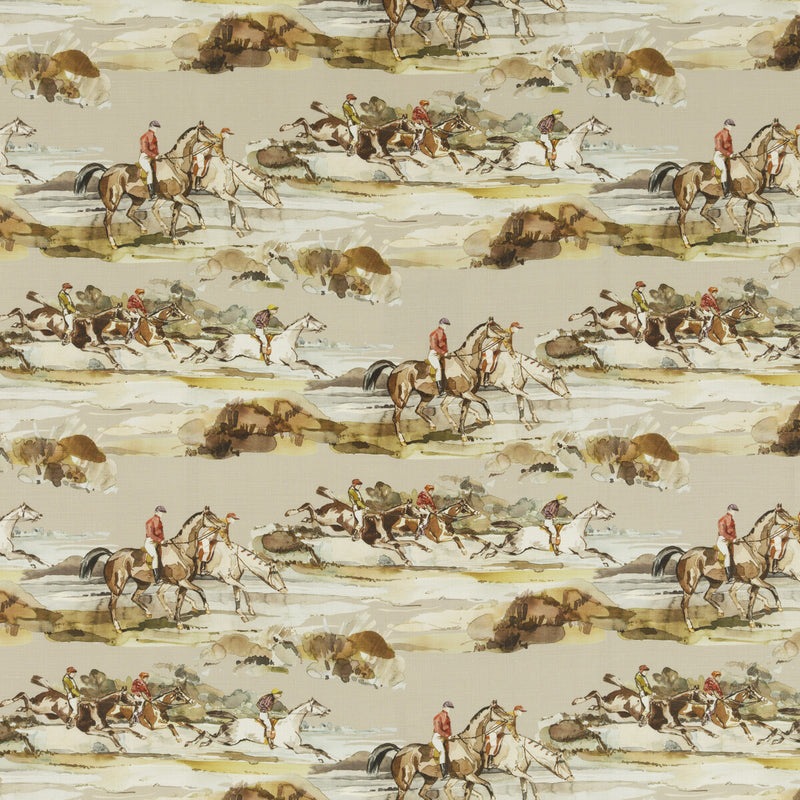 MULBERRY - MORNING GALLOP LINEN- GREY/SAND - Fabric by the Yard GREY/SAND
