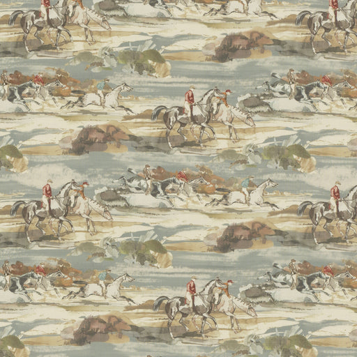 MULBERRY - MORNING GALLOP LINEN- BLUE/SAND - Fabric by the Yard BLUE/SAND