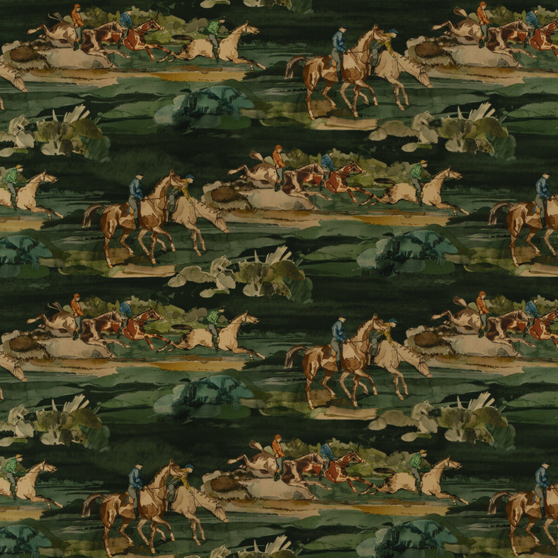 MULBERRY - MORNING GALLOP VELVET- TEAL - Fabric by the Yard TEAL