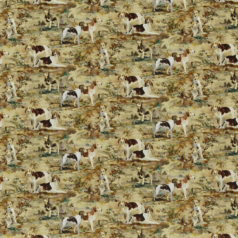 MULBERRY - MULBERRY HOUNDS VELVET- MULTI - Fabric by the Yard MULTI
