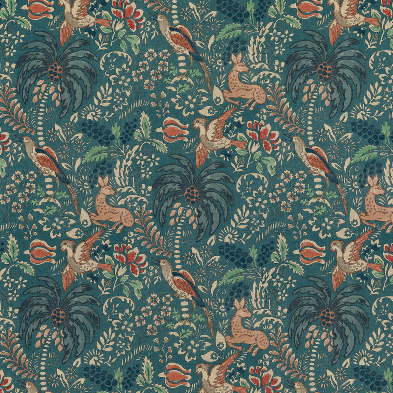 MULBERRY - FANTASIA- TEAL - Fabric by the Yard TEAL