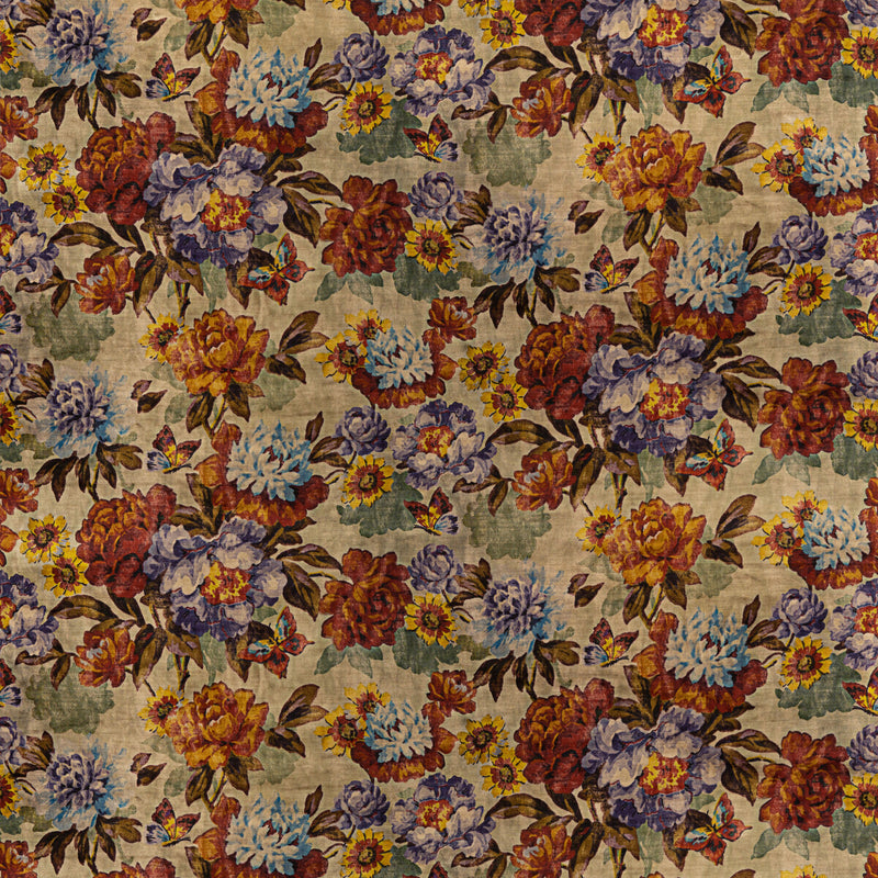 MULBERRY - BOTANICA VELVET- RED/PLUM - Fabric by the Yard RED/PLUM