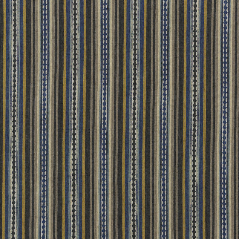 MULBERRY - DALTON STRIPE- INDIGO/OCHRE - Fabric by the Yard INDIGO/OCHRE
