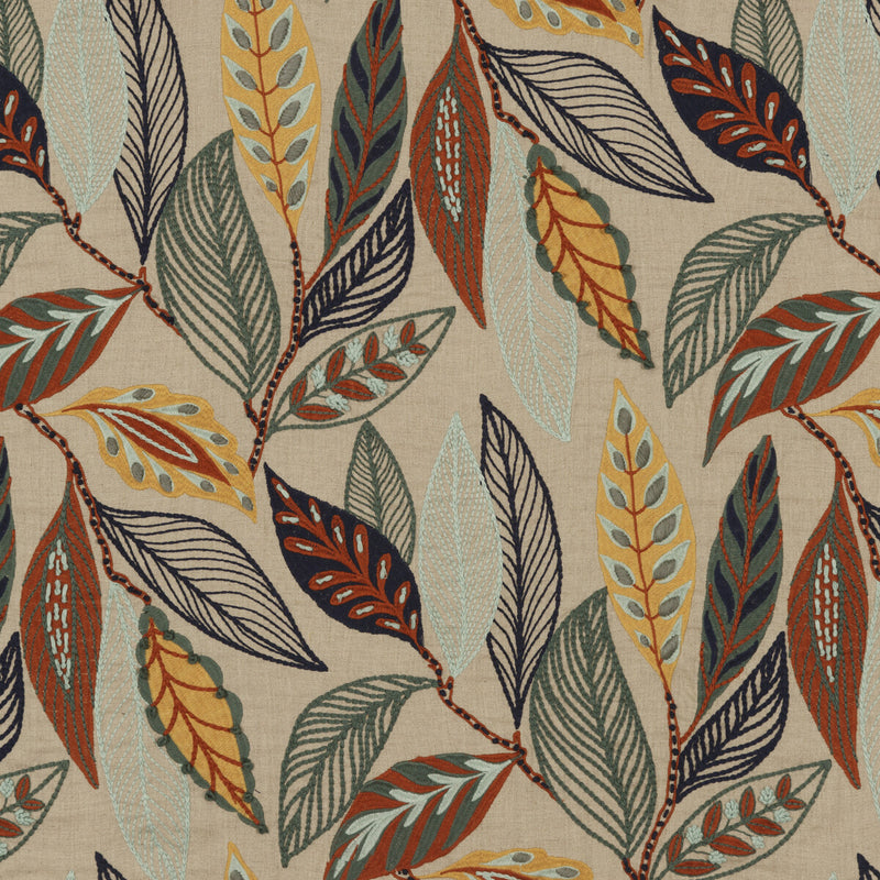 MULBERRY - FOREST LEAVES- INDIGO/TEAL - Fabric by the Yard INDIGO/TEAL