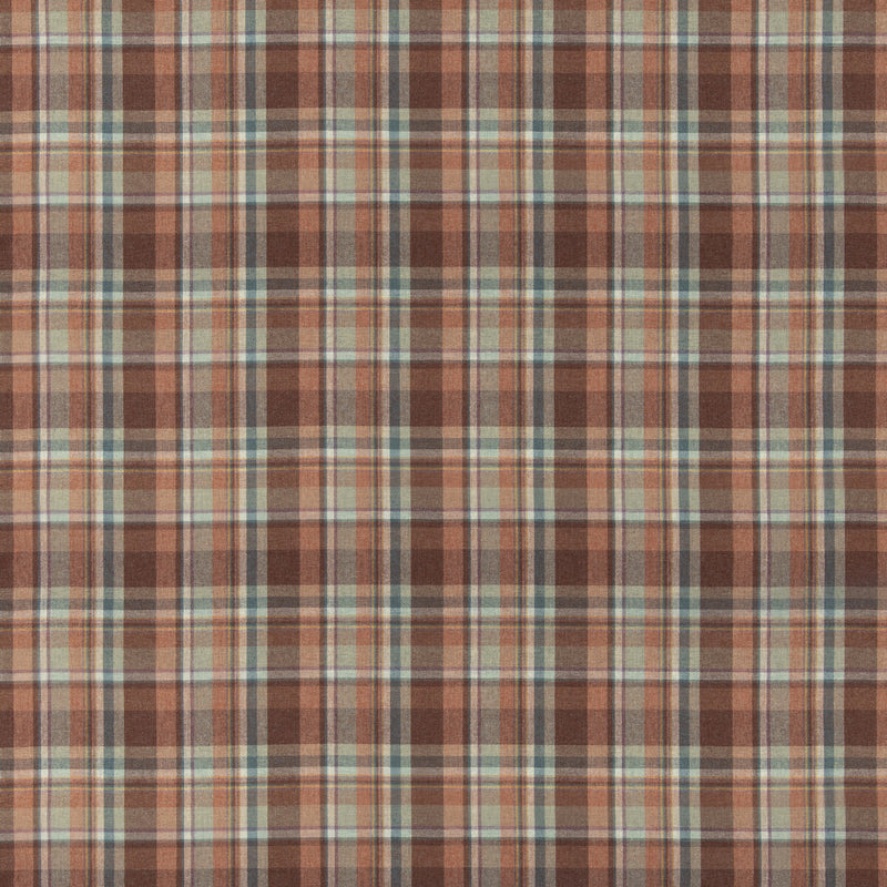 MULBERRY - LINDISFARNE PLAID- RUSSET/AQUA - Fabric by the Yard RUSSET/AQUA