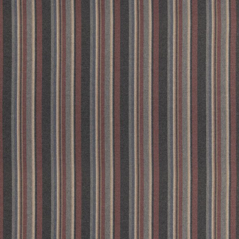 MULBERRY - LINDISFARNE STRIPE- CHARCOAL/RED - Fabric by the Yard CHARCOAL/RED