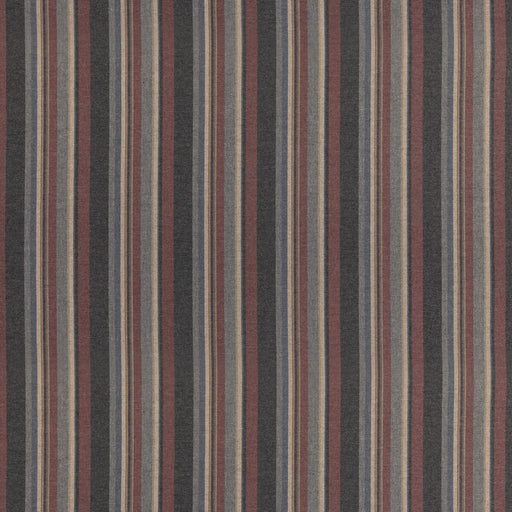 MULBERRY - LINDISFARNE STRIPE- CHARCOAL/RED - Fabric by the Yard CHARCOAL/RED