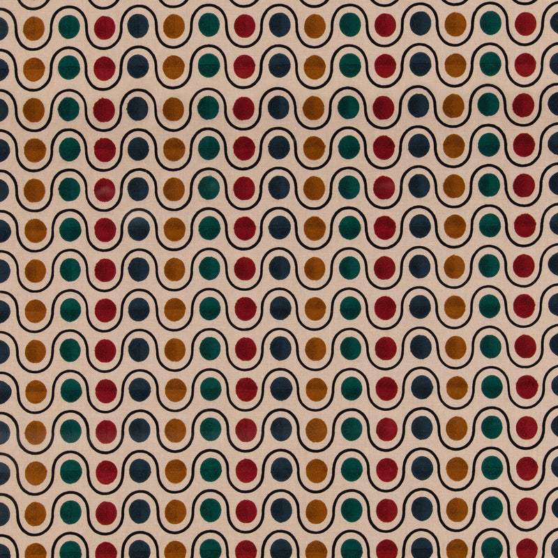MULBERRY - WICKET- TEAL/RED - Fabric by the Yard TEAL/RED