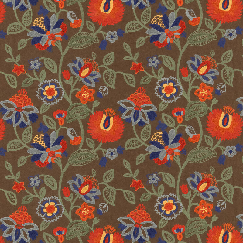 MULBERRY - GORTON- RED/TEAL - Fabric by the Yard RED/TEAL