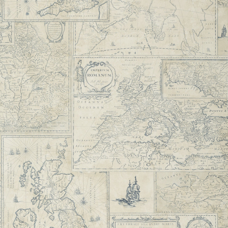 MULBERRY - BOHEMIAN TRAVELS- INDIGO - Wallcovering by the Roll INDIGO
