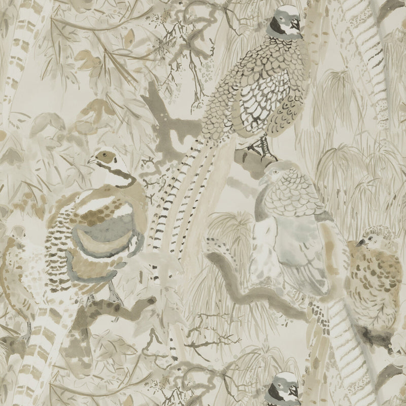 MULBERRY - GAME BIRDS- STONE - Wallcovering by the Roll STONE