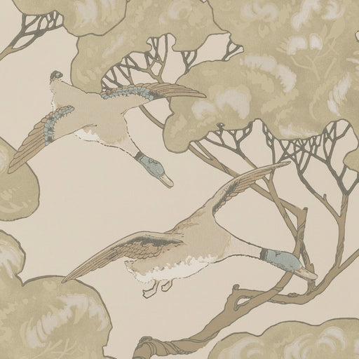 MULBERRY - FLYING DUCKS- SILVER/TAUPE - Wallcovering by the Roll SILVER/TAUPE