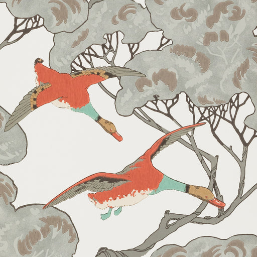 MULBERRY - FLYING DUCKS- CORAL/CLAY - Wallcovering by the Roll CORAL/CLAY
