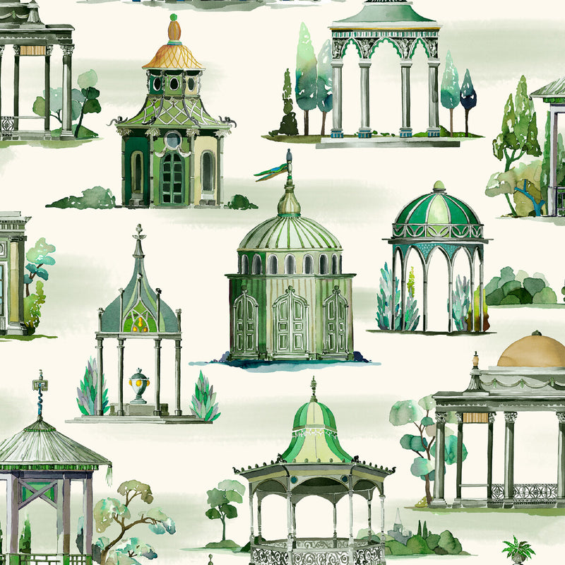 MULBERRY - FOLLIES- EMERALD - Wallcovering by the Roll EMERALD