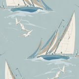 MULBERRY - ROUND THE ISLAND- BLUE - Wallcovering by the Roll