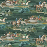 MULBERRY - MORNING GALLOP- TEAL - Wallcovering by the Roll