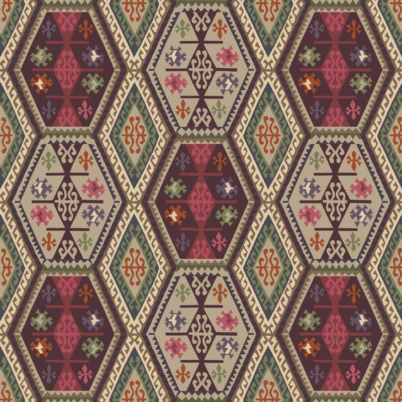 MULBERRY - BUCKLAND- RED/PLUM - Wallcovering by the Roll RED/PLUM