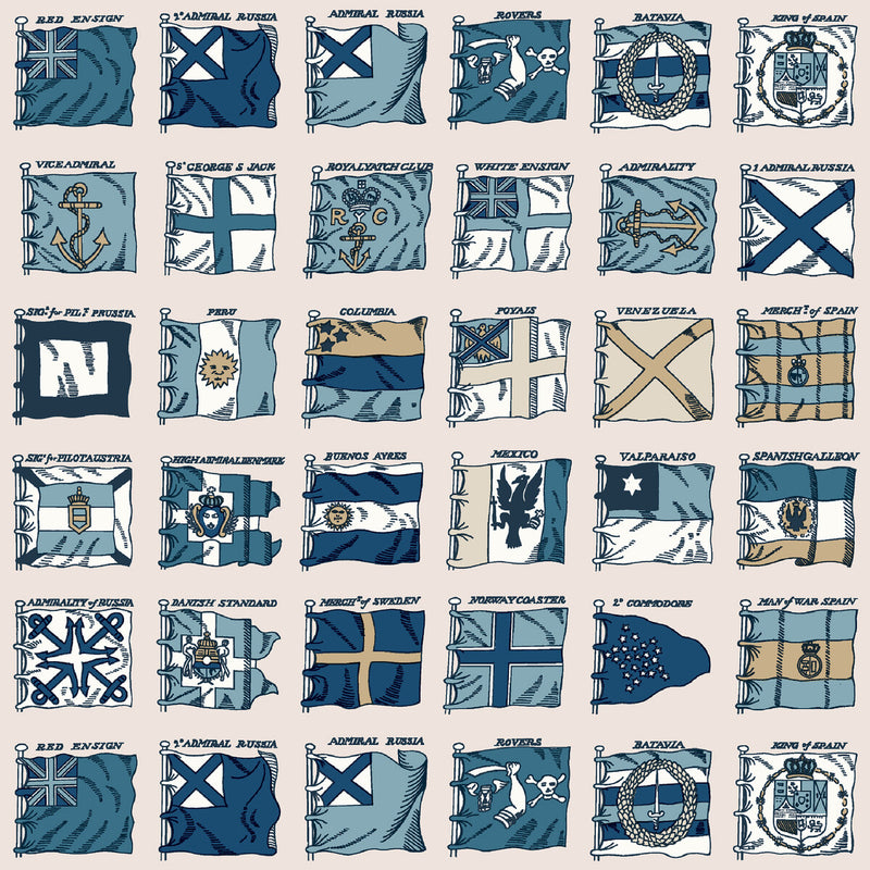 MULBERRY - NAVAL ENSIGNS- BLUE - Wallcovering by the Roll BLUE