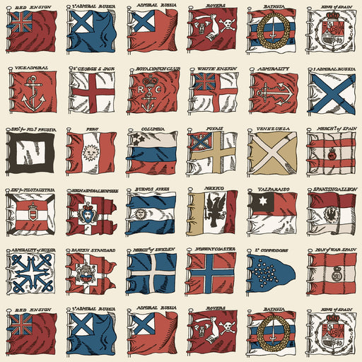 MULBERRY - NAVAL ENSIGNS- RED/BLUE - Wallcovering by the Roll RED/BLUE