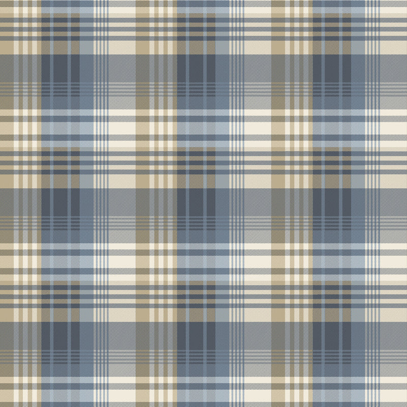 MULBERRY - MULBERRY ANCIENT TARTAN- INDIGO - Wallcovering by the Roll INDIGO
