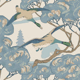 MULBERRY - GRAND FLYING DUCKS- BLUE - Wallcovering by the Roll