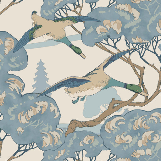 MULBERRY - GRAND FLYING DUCKS- BLUE - Wallcovering by the Roll BLUE