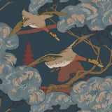 MULBERRY - GRAND FLYING DUCKS- RED/BLUE - Wallcovering by the Roll