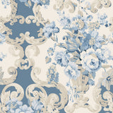 MULBERRY - FLORAL ROCOCO- BLUE - Wallcovering by the Roll