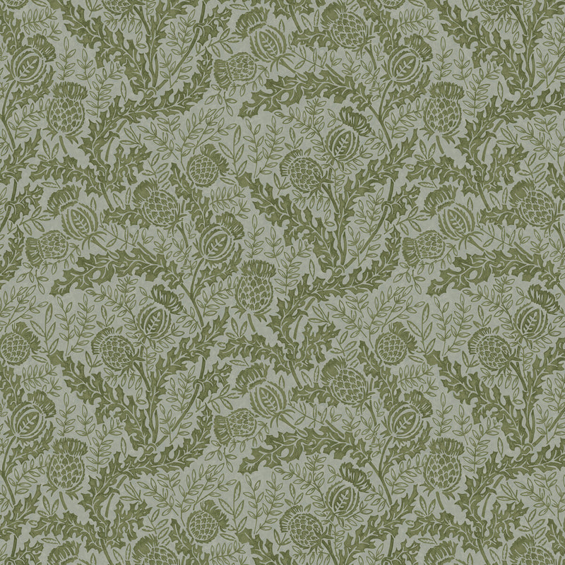 MULBERRY - MULBERRY THISTLE- GREEN/TEAL - Wallcovering by the Roll GREEN/TEAL