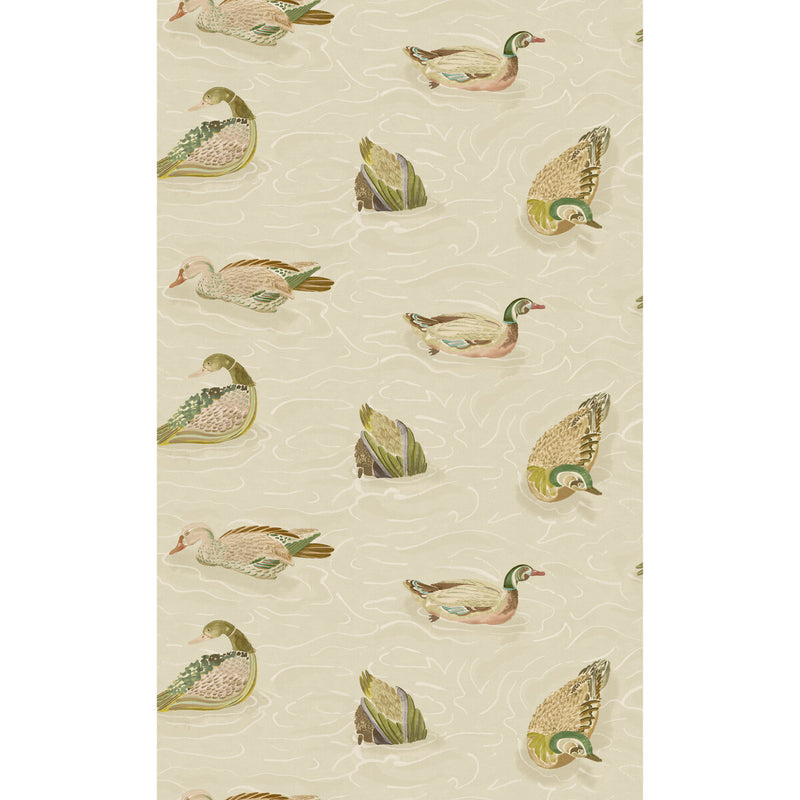 MULBERRY - DUCK POND- EMERALD/STONE - Wallcovering by the Roll EMERALD/STONE