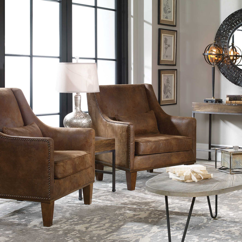Uttermost Clay Leather Armchair