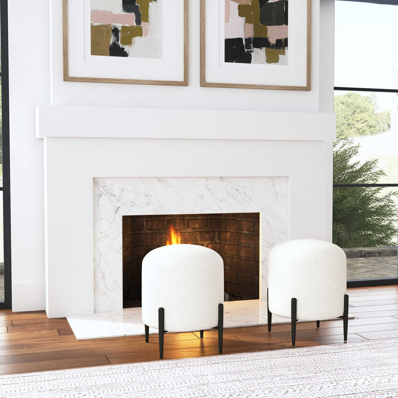 Uttermost Arles White Shearling Ottoman