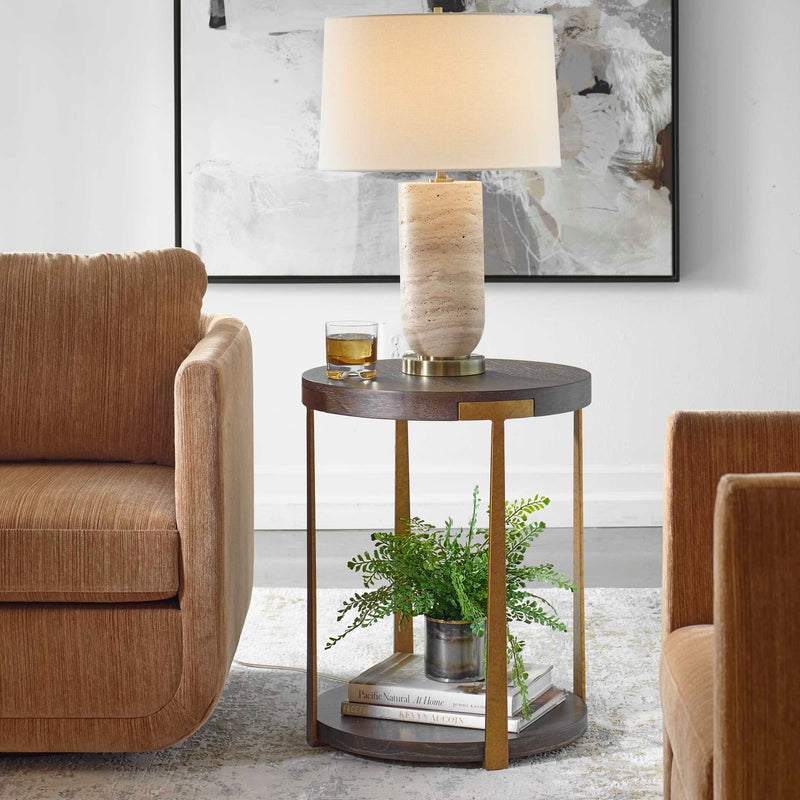 Uttermost Palisade Round Wood Side Table