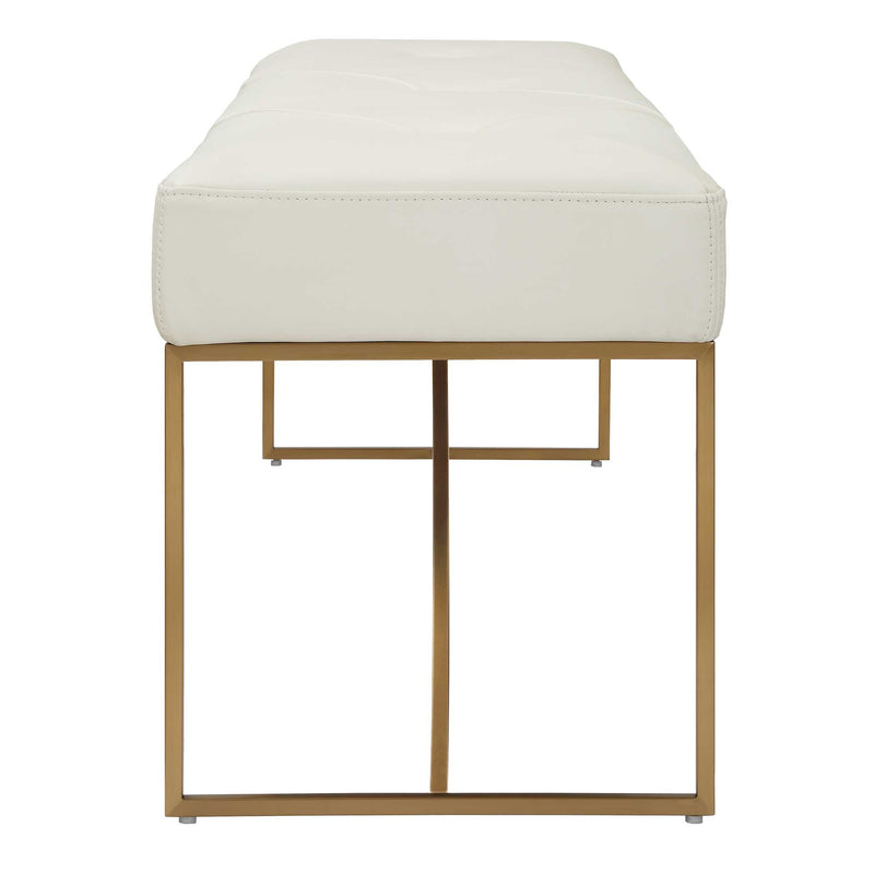 Uttermost Swale Ivory Leather Bench