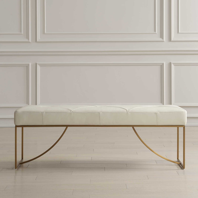 Uttermost Swale Ivory Leather Bench