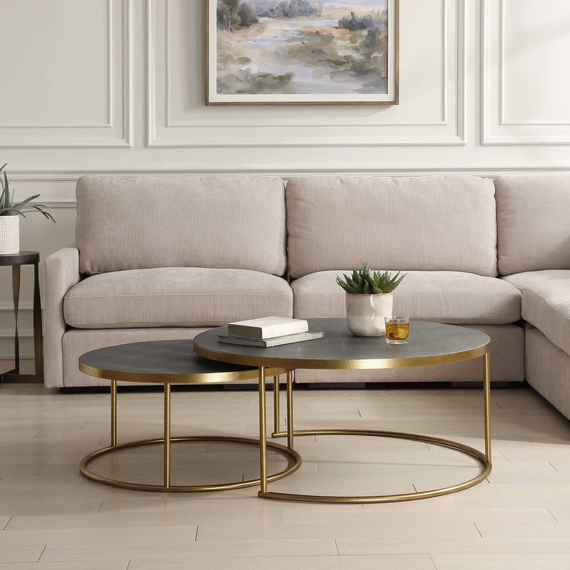 Uttermost Aragon Gray Nesting Coffee Tables Set/2
