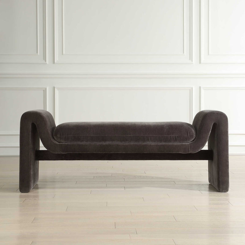 Uttermost Manson Modern Charcoal Bench