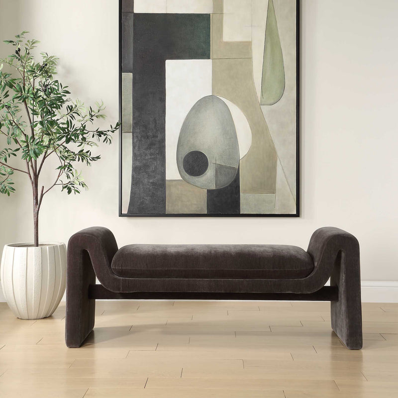Uttermost Manson Modern Charcoal Bench