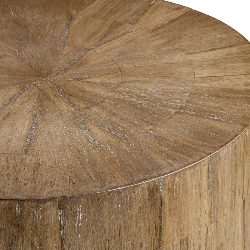 Uttermost Nevis Wood Cylinder Side Table
