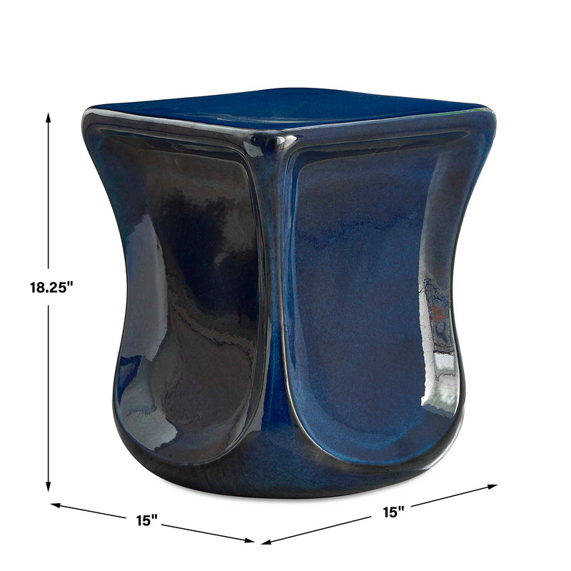 Uttermost Kaz Deep Blue Garden Stool