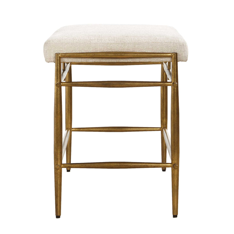 Uttermost Karleen Plush White Small Brass Bench