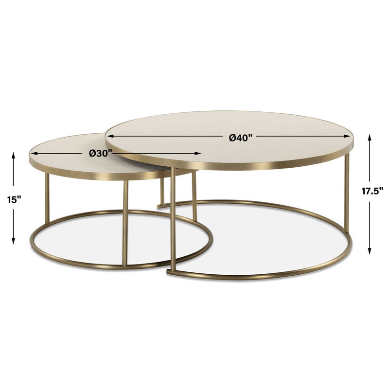 Uttermost Aragon White Nesting Coffee Tables Set/2