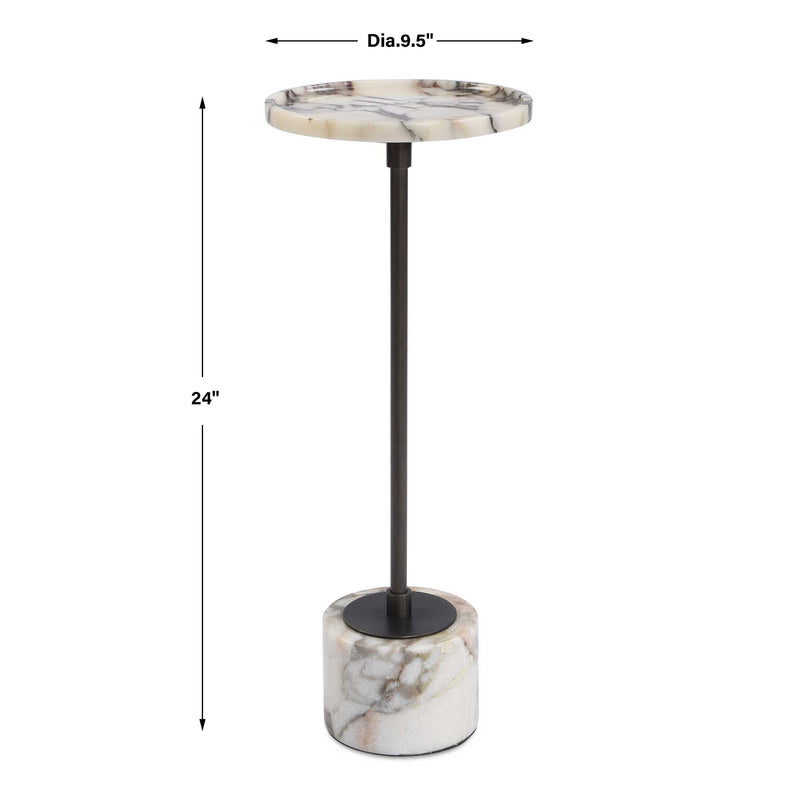 Uttermost Brunson White Marble Drink Table